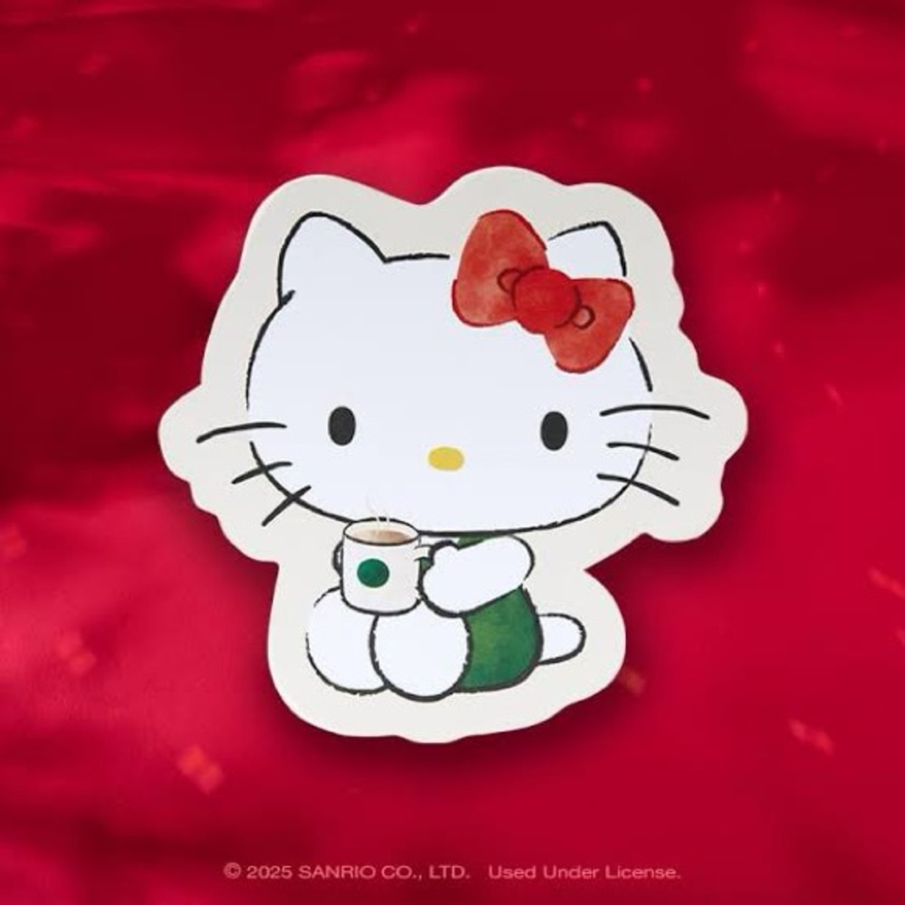 NEW Starbucks Hello Kitty Gift Card with Red Bow and Green Cup